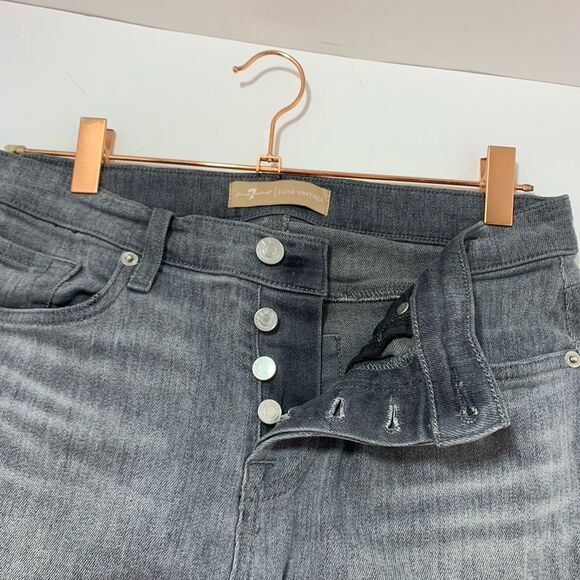 7 For all Mankind Josefina Button Fly Boyfriend Jeans Gray Wash Size 26 - Picture 9 of 15